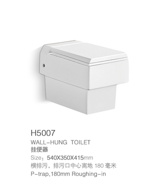 Parete senza orlo Hung Toilet Bowl One Piece della trappola bianca di P con il bidet