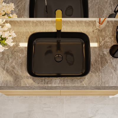 Il nero su ordinazione Art Deco Pedestal Basin dorato del quadrato 500*380*130mm