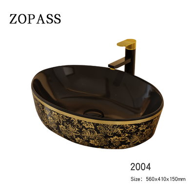 L'oro placca la forma allo spiedo di Art Sanitary Ware Basin Table