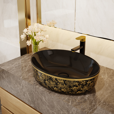 L'oro placca la forma allo spiedo di Art Sanitary Ware Basin Table