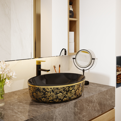 L'oro placca la forma allo spiedo di Art Sanitary Ware Basin Table