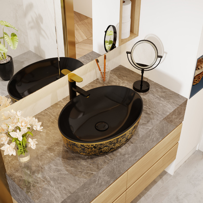 L'oro placca la forma allo spiedo di Art Sanitary Ware Basin Table