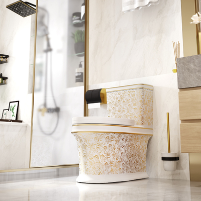 WC del bagno intorno a colore dorato ceramico sanitario della ciotola di toilette degli articoli