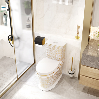 WC del bagno intorno a colore dorato ceramico sanitario della ciotola di toilette degli articoli