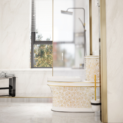 WC del bagno intorno a colore dorato ceramico sanitario della ciotola di toilette degli articoli