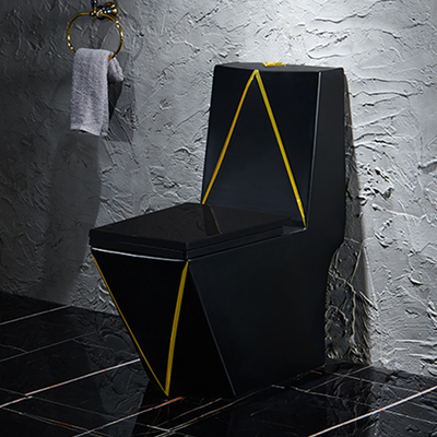 Progettazione di grafico sanitaria dell'oro del nero della toilette degli articoli di Washdown di un pezzo