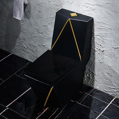 Progettazione di grafico sanitaria dell'oro del nero della toilette degli articoli di Washdown di un pezzo