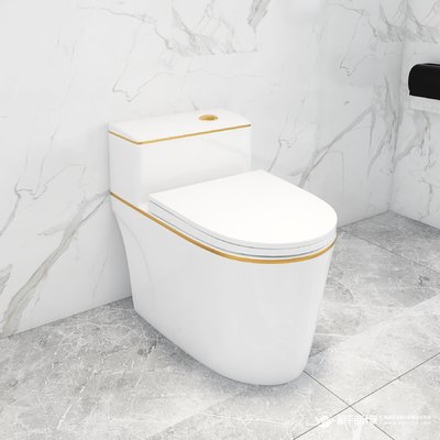 Sifone dell'oro bianco che arrossisce l'un pezzo solo ceramico moderno della ciotola di sciacquone