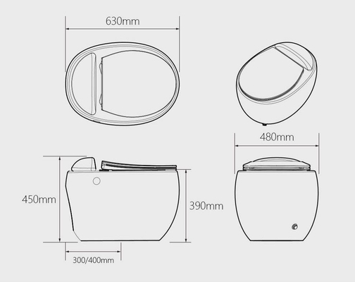 progettazione senz'acqua della scatola della toilette di un pezzo di Siphonic di sguardo di calcio 3D