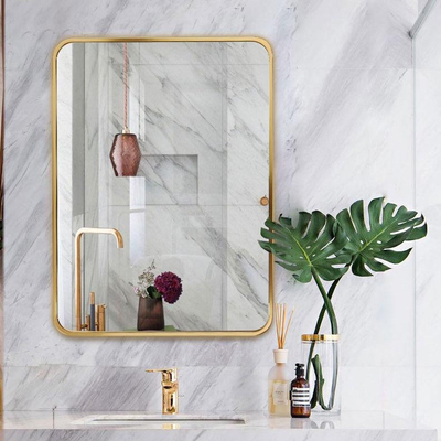 Metallo incorniciato di alluminio Matt Gold Color degli specchi del bagno di rettangolo LED