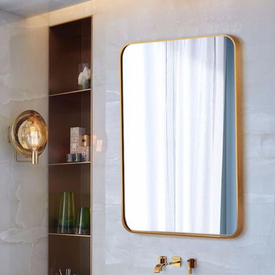 Metallo incorniciato di alluminio Matt Gold Color degli specchi del bagno di rettangolo LED