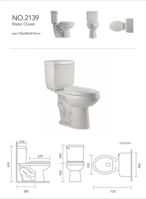 Ciotola in due pezzi ceramica delle toilette 730*410*810mm Seat del gabinetto