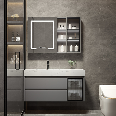 Vanità di vetro trasparente di legno solida dei Governi di bagno di rettangolo 23in