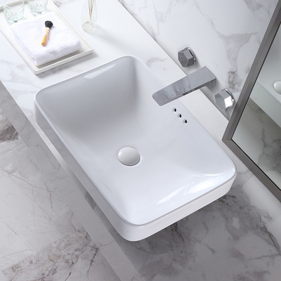 Mano bianca Art Wash Basin rettangolare del ripiano di colore ceramico del lavandino del bagno del bacino del piano d'appoggio