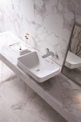 Mano bianca Art Wash Basin rettangolare del ripiano di colore ceramico del lavandino del bagno del bacino del piano d'appoggio