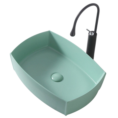 lavandino ceramico Matte Light Green Color del bacino del ripiano del quadrato 12L