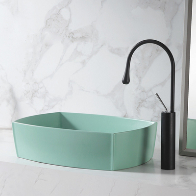lavandino ceramico Matte Light Green Color del bacino del ripiano del quadrato 12L