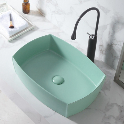 lavandino ceramico Matte Light Green Color del bacino del ripiano del quadrato 12L