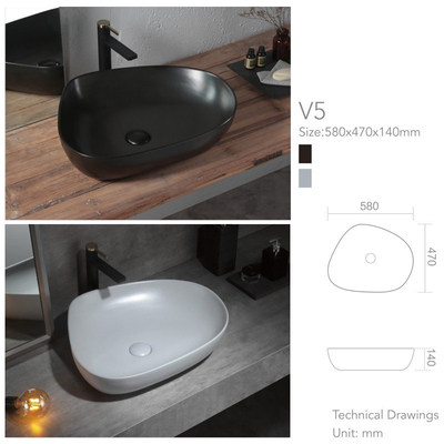bacino sanitario degli articoli di irregolarità di 580*470*140mm con il supporto basso