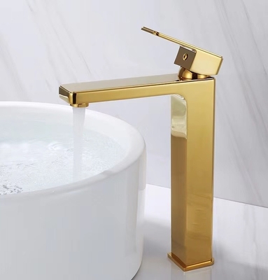 Singolo rubinetto lucidato del lavabo della maniglia del rubinetto sanitario d'ottone dorato degli articoli