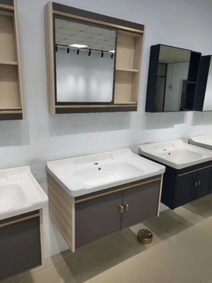 Vanità fissa di legno solida dei Governi di bagno di Gray Blue 80cm