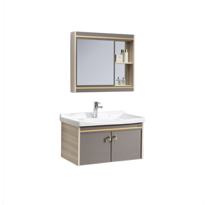 Vanità fissa di legno solida dei Governi di bagno di Gray Blue 80cm