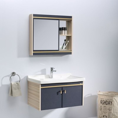 Vanità fissa di legno solida dei Governi di bagno di Gray Blue 80cm