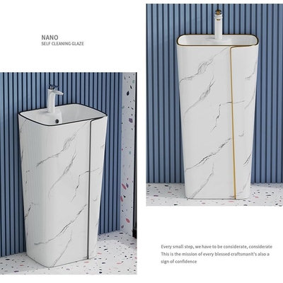 Linea ceramica cilindrica dell'oro di Art Basin Marble Design With del singolo foro