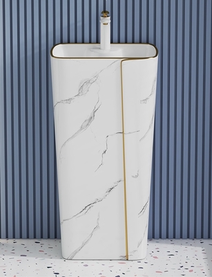 Linea ceramica cilindrica dell'oro di Art Basin Marble Design With del singolo foro