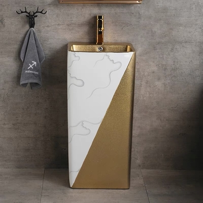 Un pezzo solo di lusso dell'oro dei lavandini del bagno di condizione del pavimento del piedistallo 9L