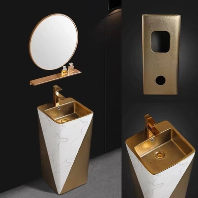 Un pezzo solo di lusso dell'oro dei lavandini del bagno di condizione del pavimento del piedistallo 9L