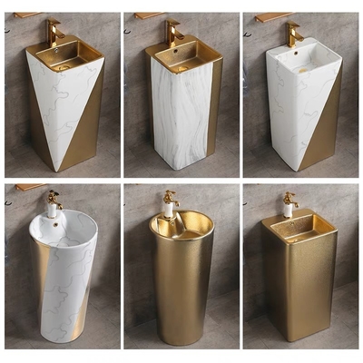 Un pezzo solo di lusso dell'oro dei lavandini del bagno di condizione del pavimento del piedistallo 9L
