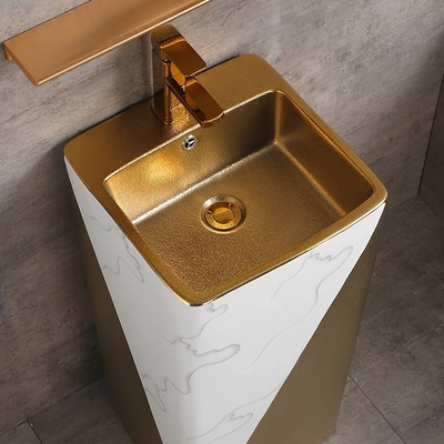 Un pezzo solo di lusso dell'oro dei lavandini del bagno di condizione del pavimento del piedistallo 9L