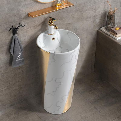 Un pezzo solo di lusso dell'oro dei lavandini del bagno di condizione del pavimento del piedistallo 9L