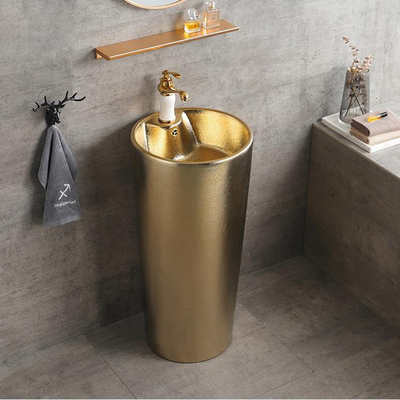 Un pezzo solo di lusso dell'oro dei lavandini del bagno di condizione del pavimento del piedistallo 9L